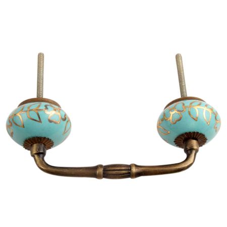 Sea Green Leaf Ceramic Bridge Handle